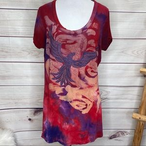 Roar Embroidered Eagle Tie-Dye T-Shirt XL